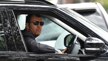 Wallabies coach Michael Cheika leaves Rugby Australia headquarters on Friday.