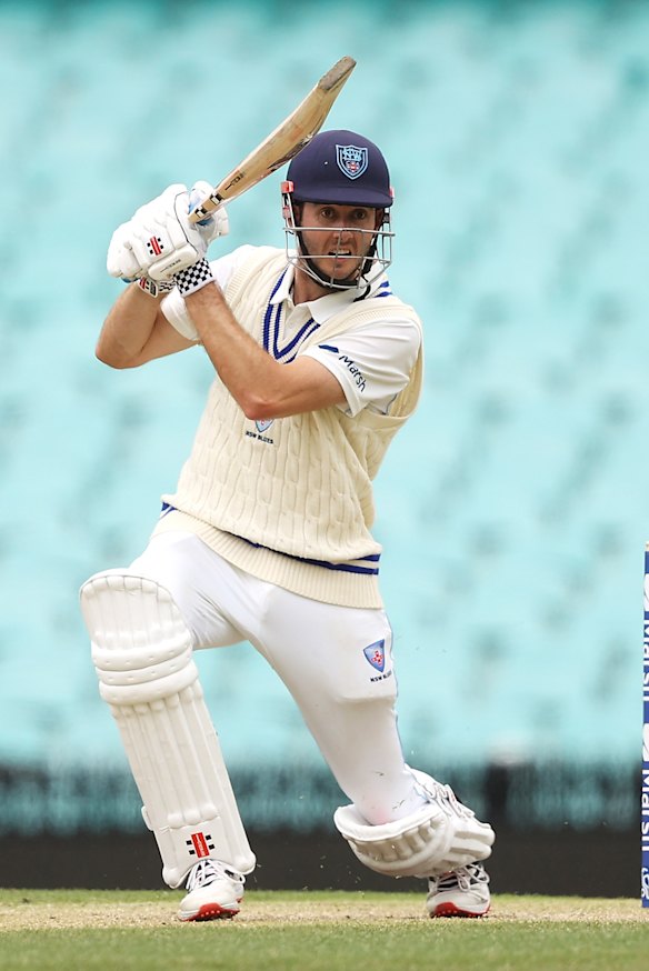 Kurtis Patterson crunches one through the covers in the Sheffield Shield.
