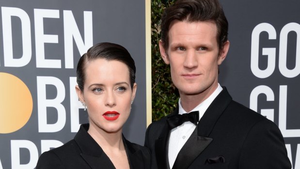 The Crown's Claire Foy and Matt Smith at the 2018 Golden Globe Awards.