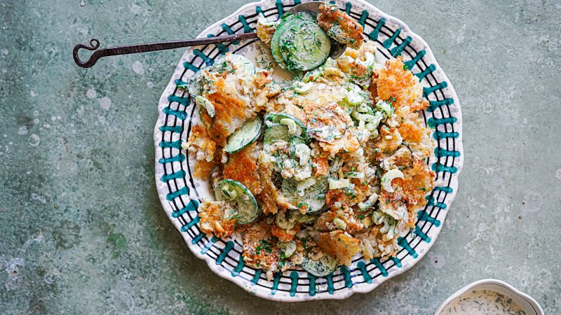 Crispy pickle potato salad