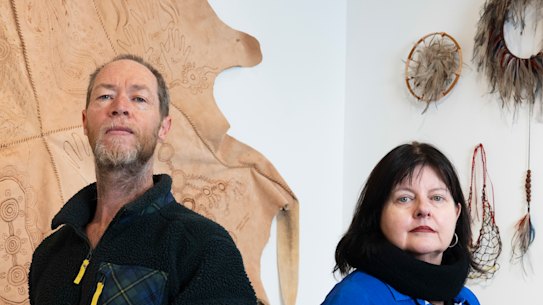 ustralian Design Centre Director Lisa Cahill and Cultural Advisor and artist, Jason Wing, in the gallery in Darlinghurst.