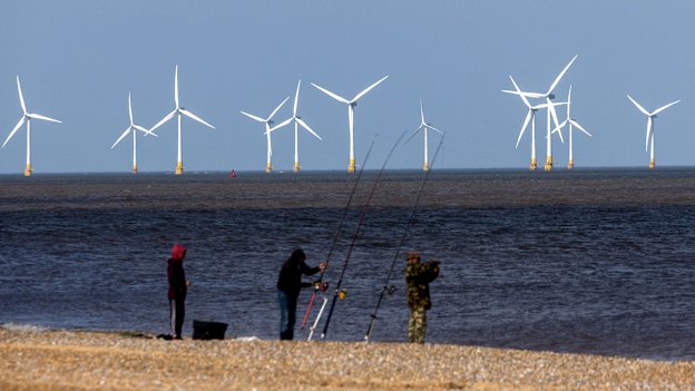 The development of wind farms like this one off the coast of Great Yarmouth in Britain has been set back in Australia.