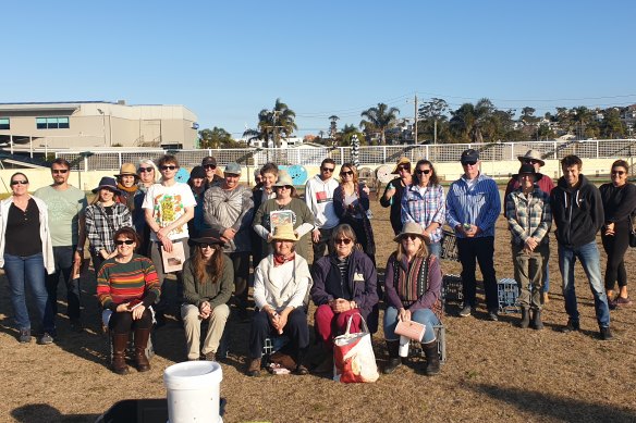 Fungi fans participate in a mushroom growing workshop.