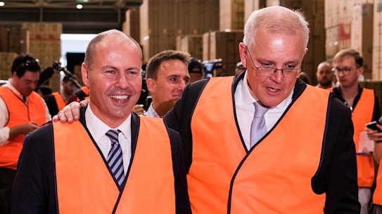 Treasurer Josh Frydenberg and Prime Minister Scott Morrison on the campaign trail last week.
