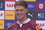 Kalyn Ponga speaks to media during Queensland camp.