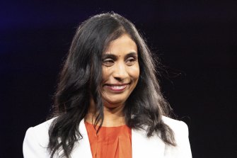 Labor candidate for Swan, Zaneta Mascarenhas during the Labor Party campaign launch at Optus Stadium in Perth, WA, on Sunday 1 May 2022