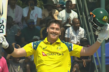 Matt Renshaw celebrates his ton.