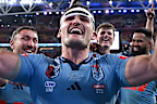 Nathan Cleary and the Blues celebrate at fulltime after winning game three and the series.