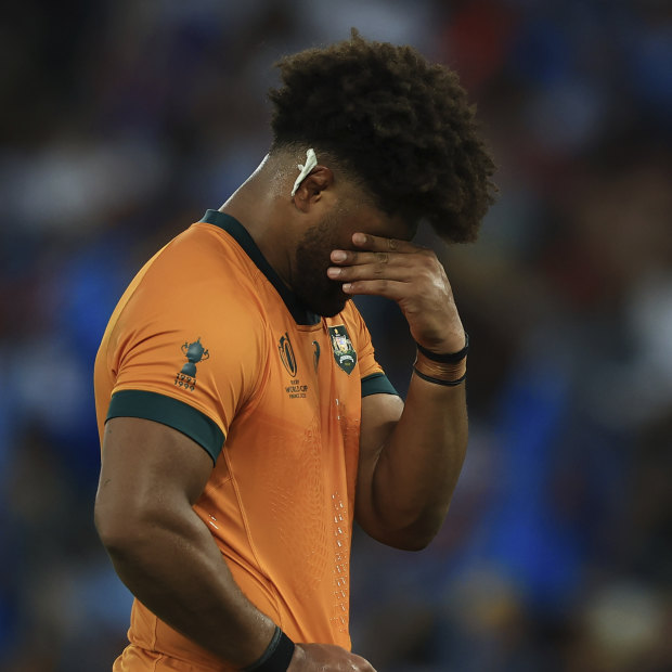 Rob Valetini after the Wallabies’ loss to Fiji at the World Cup in France.