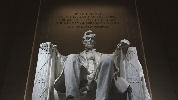 The statue of President Abraham Lincoln at the Lincoln Memorial, in Washington.