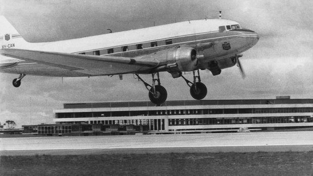 A plane at Tullamarine Airport in 1969.