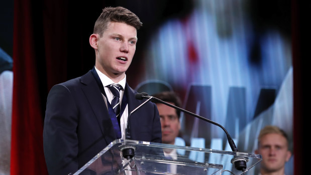 Sam Walsh after winning the AFL's Rising Star award on Friday.