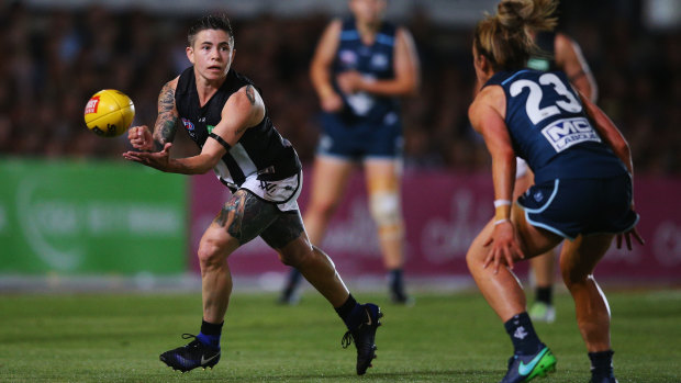 Role models: Collingwood's Cecilia McIntosh in action against Carlton last week.