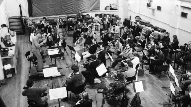 An earlier incarnation of Orchestra Victoria in 1982 rehearsing at St Peter's church hall.