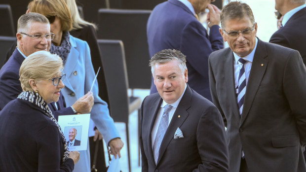 Broadcaster Eddie McGuire and former Victorian premiers were among the mourners. 
