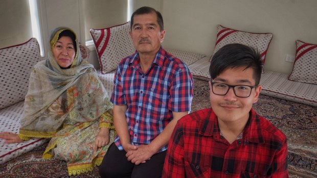 Dandenong High School dux Abdul Basit with his parents, Jamila and Sajjad Ahmad. 