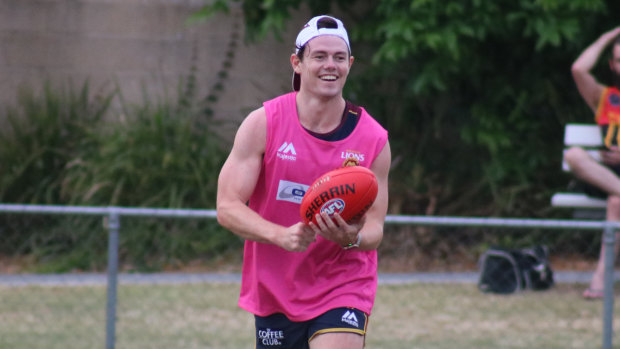 Lachie Neale enjoying training with his new club.