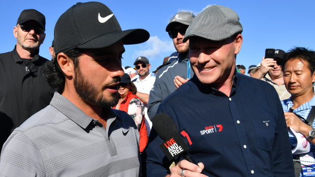 Spotlight: Abraham Ancer is interviewed moments after winning the 2018 Australian Open at The Lakes.
