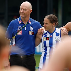 Darren Crocker, Garner and the Roos will be aiming to make it back-to-back AFLW flags this Saturday night.