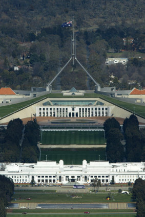 Old and New Parliament Houses, Canberra in 2013.