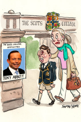 See no evil, hear no evil: Tony Abbott will speak at Scots College.
