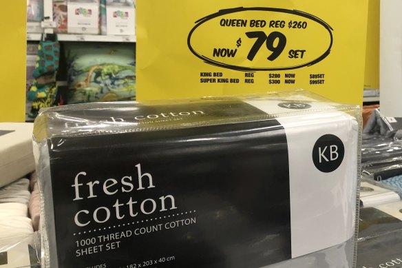Cotton sheets advertised with 1000 thread count for $79.