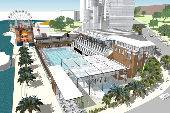 The plans for the redeveloped pool will keep heritage elements but include a new grandstand. 