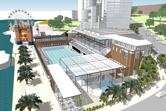 The plans for the redeveloped pool will keep heritage elements but include a new grandstand. 