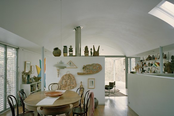 The exterior of the house gives no clue to the richness of art inside. 