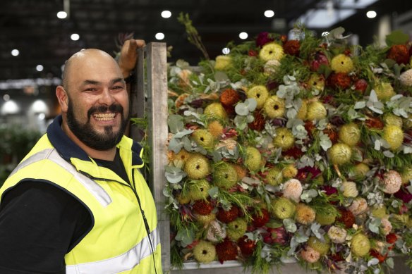 Flower trader George Ambatzidis from Grown Farm Fresh at the National Flower Centre in Epping.