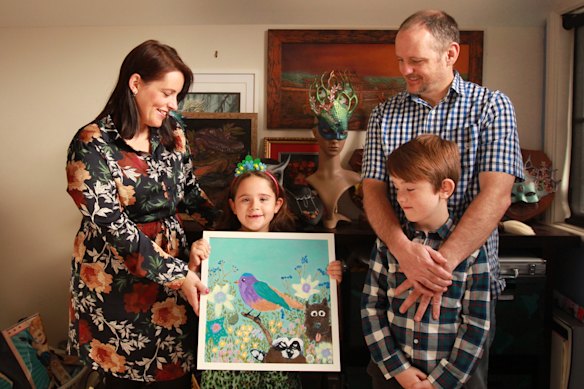 Ann-Maree Ager with daughter Nikita,  husband David and son Aidan.  Ann-Maree and Nikita, 7, had been looking forward  to exhibiting their art at the show. 