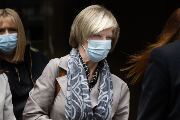 Midwife Gillian Codd leaves the inquest into death of Annie Moylan.