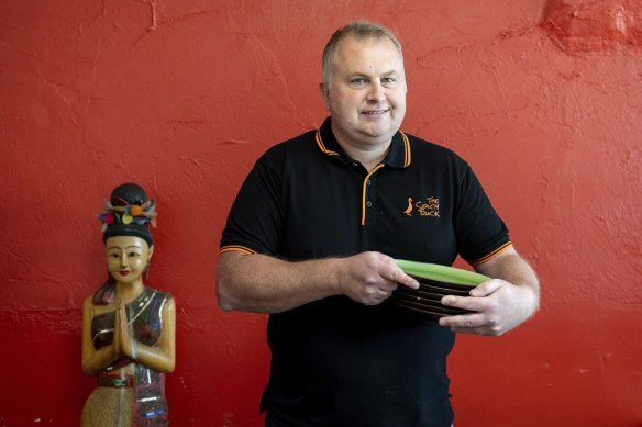 Thai restaurant co-owner Nathan Murphy was glad to welcome back old customers.