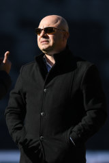 Back in black: Wanderers CEO John Tsatsimas soaks in the serenity at Bankwest Stadium on Friday.