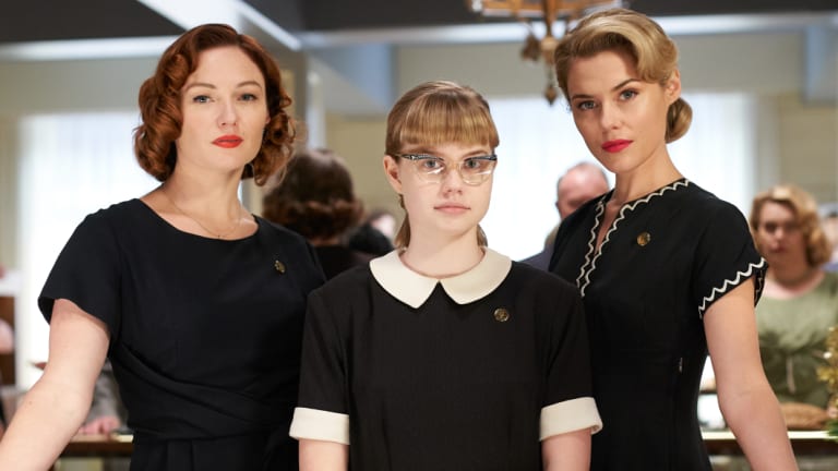 Alison McGirr as Patty Williams, Angourie Rice as Lisa Miles and Rachael Taylor as Fay Baines, in Ladies In Black.