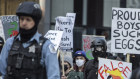 Protesters in Chicago on Saturday evening (Sunday AEDT).