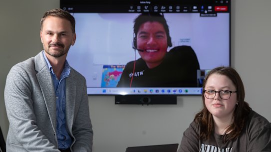 BlendEd principal Dan Brown and student Kailea Perrett.