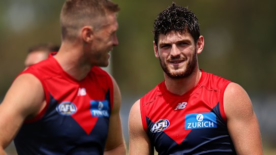 Star Melbourne premiership midfielder Angus Brayshaw has attracted the interest of the Bombers.