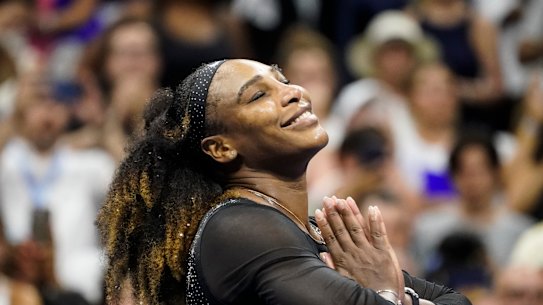 Serena Williams overcame a shaky start to win her first-round match at the US Open.