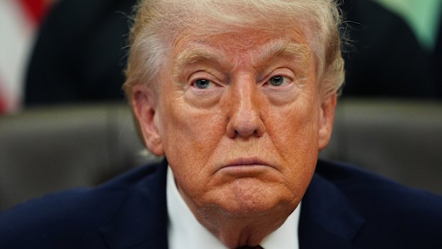 President Donald Trump in the Oval Office on Saturday.