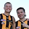 Hawthorn stars Jack Ginnivan (left) and Nick Watson.