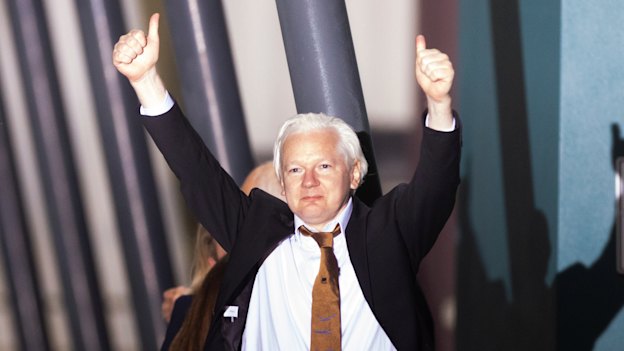 WikiLeaks founder Julian Assange arrives in Canberra on Wednesday.