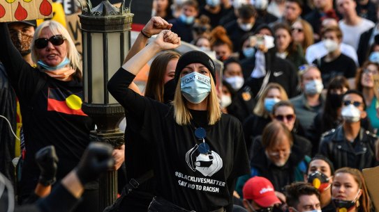 Black Lives Matter protesters in Sydney in 2020.