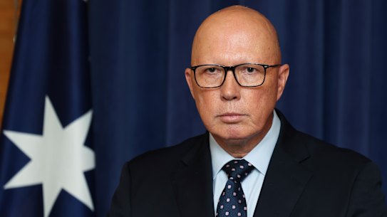 Rare sighting… Peter Dutton gives a press conference in Canberra.