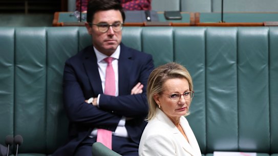 Nationals leader David Littleproud and Opposition Leader Sussan Ley in question time… before the parties split up.
