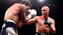 Nikita Tszyu punches Ben Mahoney.