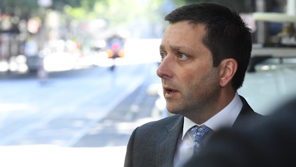 Matthew Guy in Bourke Street on the day after the fatal attack.