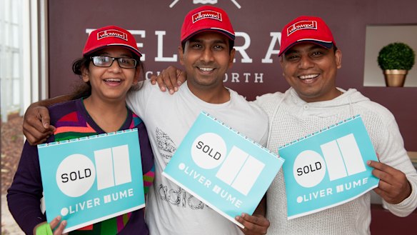 Prabhjot Kaur, Antish Vaghela and Nirav Gadani, when they bought their land in Delaray Estate. 