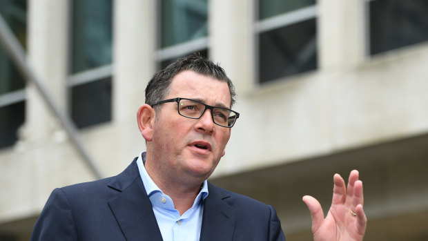 Premier Daniel Andrews speaks to the media at the weekend.