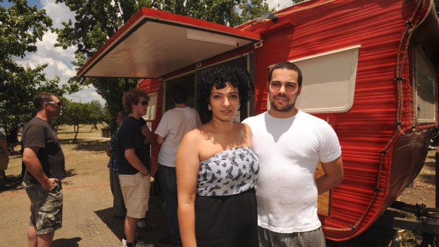 Brodburger co-owners Joelle Bou-Jaude and Sascha Brodbeck in Bowen Park in 2010.